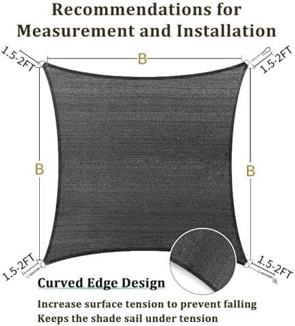 Shade&Beyond 15'X15' Sun Shade Sail Dark Grey Rectangle - Image 5