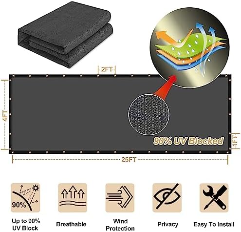 UPGRADE Privacy Fence Screen 6'x19' Dark Grey Outdoor 90% Visibility Blockage - Image 3