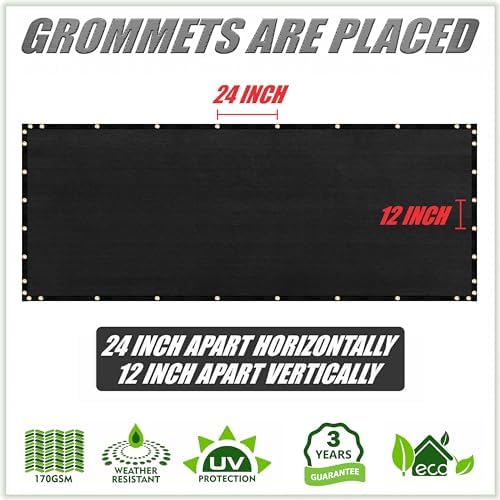 ColourTree Customized Size Fence Screen Privacy Screen Black 5' x 127' - Image 4