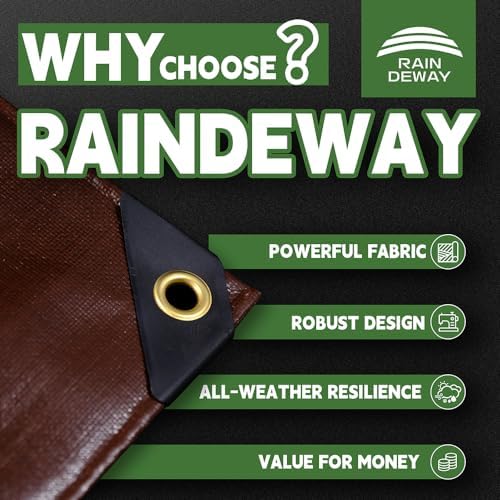 RAINDEWAY Tarp 4x20Ft Brown Tarps Heavy Duty Waterproof 18Mil Extra Thick - Image 2