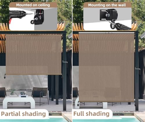 Outdoor Roller Shades for Patio 6ft Wide, Cordless Porch Blinds Patio Shades - Image 5