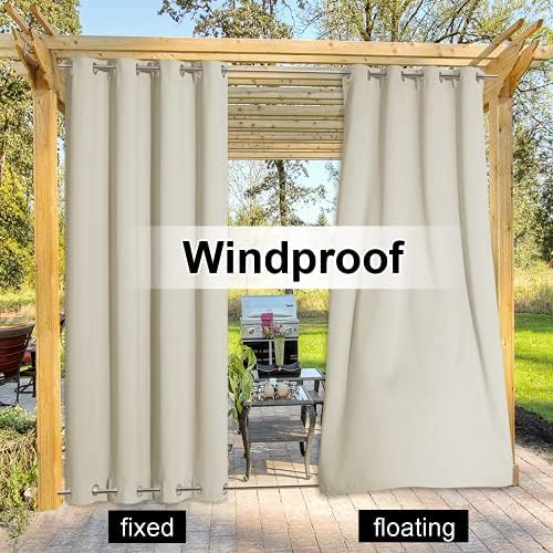 NICETOWN 2 Panels Beige Outdoor Curtains - Image 5