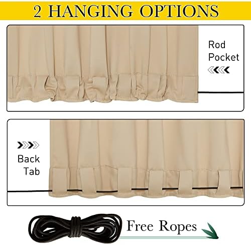 NICETOWN 2 Panels Outdoor Curtains Bottom Fixed W46xL90 Biscotti Beige - Image 3