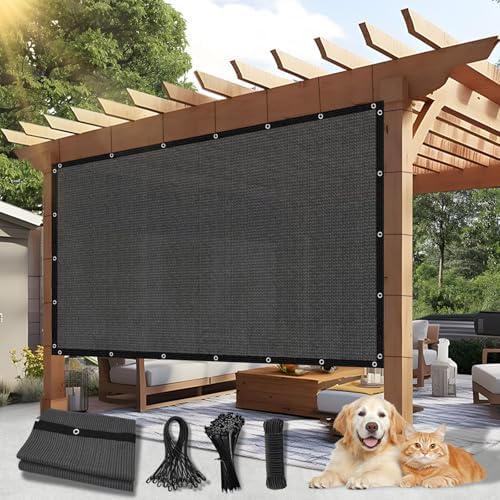 84-90% Sun Shade Cloth with Grommets, 6 X 8 FT Mesh Tarp Pergola Shade Cover UV by BELLEDURA