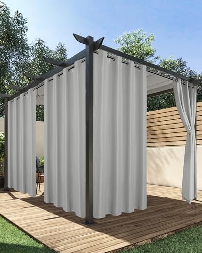 HolidayIdeas Outdoor Curtains for Patio Waterproof 4 Pcs 54x84 Inch Silver by HolidayIdeas