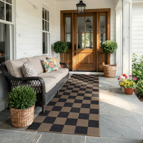 Lahome Checkered Easy Jute Kitchen Runner Rug, 2x8 Outdoor Rugs Washable - Image 3