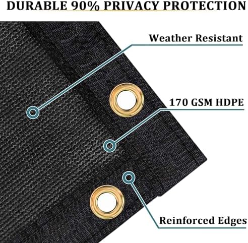 Shade&Beyond 5'x16' Black Privacy Screen Fence Cover 170 GSM Fencing Mesh Fence - Image 2
