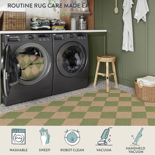 Lahome Checkered Easy Jute Living Room Rug, 8x10 Outdoor Rugs Washable - Image 6