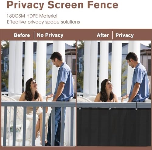 SUNNY GUARD 3' x 17' Balcony Privacy Screen, HDPE Patio Railing Cover Fence - Image 4