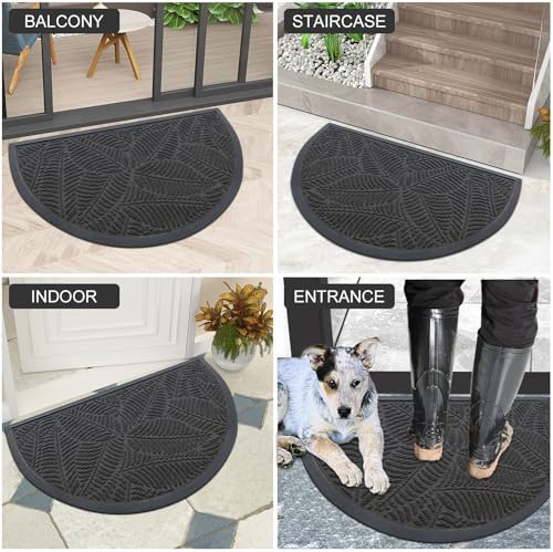 Colorxy Half Circle Waterproof Door Mat, Sturdy Rubber Doormat - Image 6