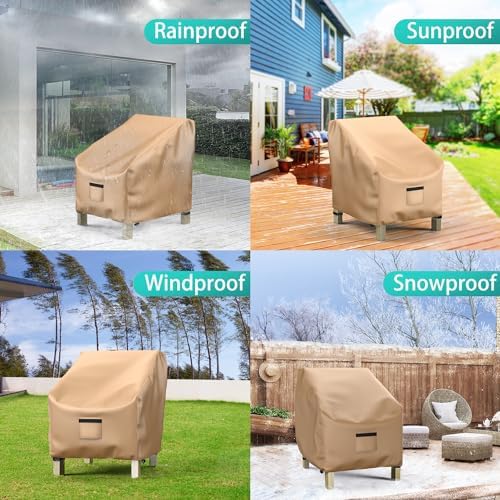 2 Pack Outdoor Patio Chair Covers Waterproof 32"Wx37"Dx36"H - Image 3