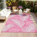 Pauwer Waterproof Outdoor Rug 6x9, Plastic Straw Patio Rug, Leaf Pink by Pauwer