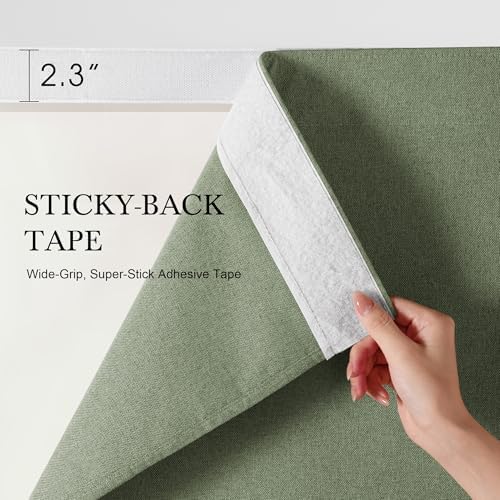 NICETOWN 100% Blackout Linen Outdoor Curtains Windproof 84" L Sage Green - Image 3