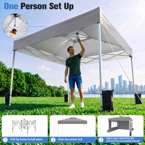 10x10 Pop Up Canopy Tent with Dual Vented Roof, One Push Setup - Image 3