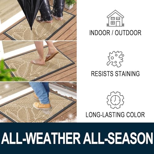 Colorxy Waterproof Front Doormat, Sturdy Natural Rubber Door Mat - Image 4