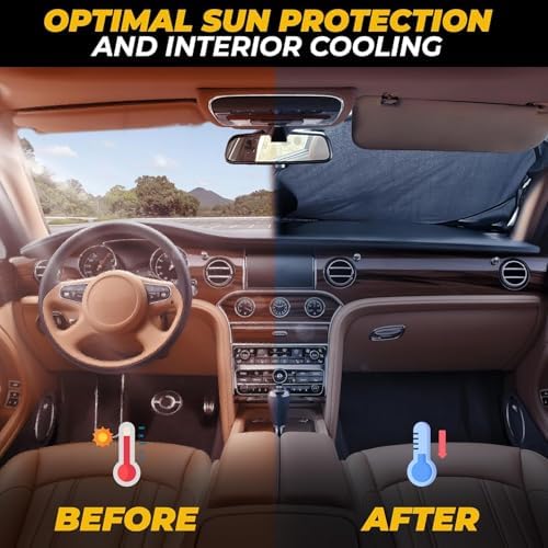 Autovir Car Windshield Sun Shade, 280T Reflective Front Visor Sun Blocker - Image 2