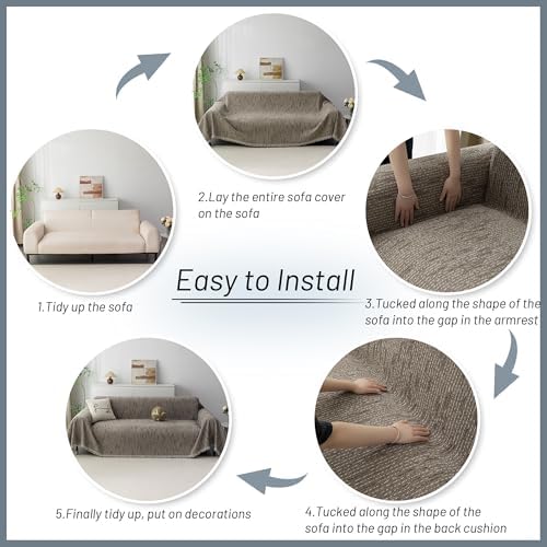 MYSKY HOME Couch Covers for 2 Cushion Couch Sectional Sofa, L Shape Sofa - Image 7