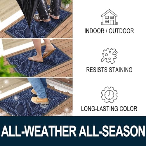 Colorxy Waterproof Front Doormat, Sturdy Natural Rubber Door Mat - Image 4