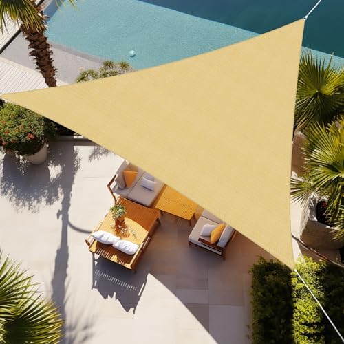 Shade&Beyond 14'X20'X24.4' Sun Shade Sail Beige Triangle by ShadeBeyond