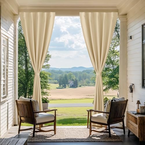 NICETOWN 2 Panels Rod-Free Patio Curtains Outdoor Waterproof Sticky Top - Image 5