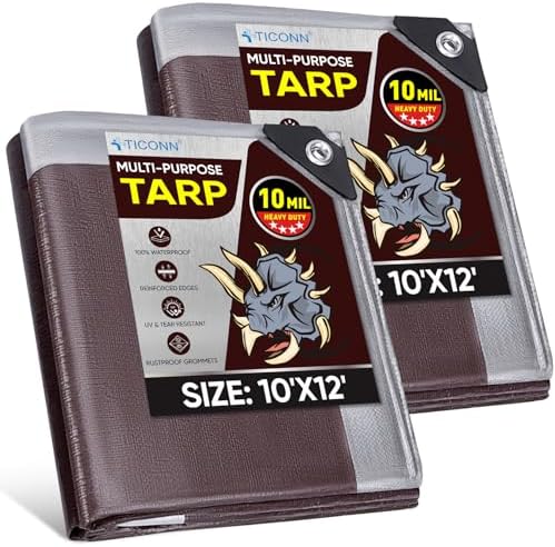 TICONN Heavy Duty Tarp Cover Waterproof, Extra Thick UV Resistant Tarpaulin by TICONN