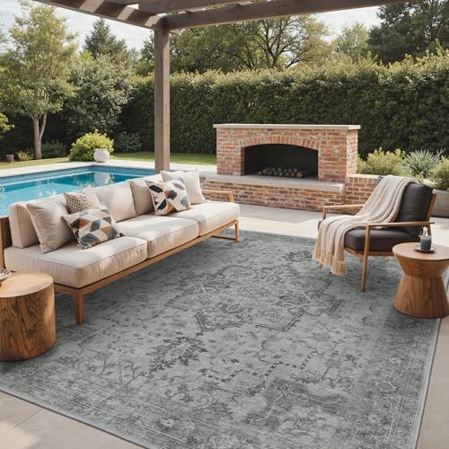 GENIMO 8x10 Outdoor Rug, Washable Quick Dry by GENIMO