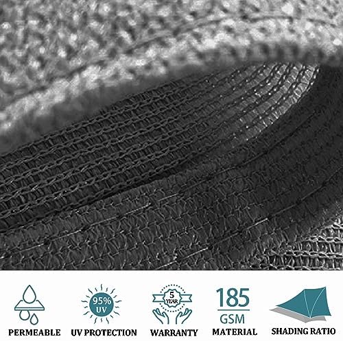 Shade&Beyond 9'X9' Sun Shade Sail Dark Grey Rectangle - Image 3