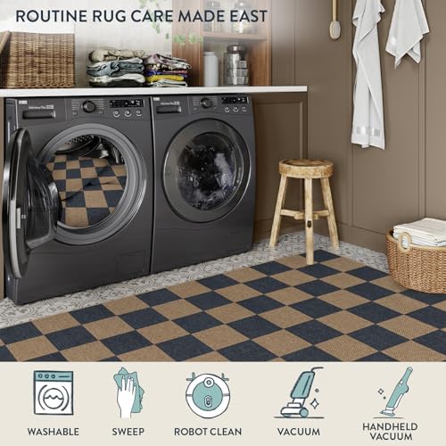 Lahome Checkered Easy Jute Living Room Rugs, 5x7 Outdoor Patio Rug Washable - Image 5