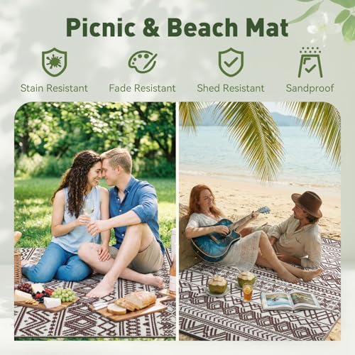 MontVoo-Outdoor Rug Carpet Waterproof 6x9 ft Reversible Patio Rug RV Camping - Image 5