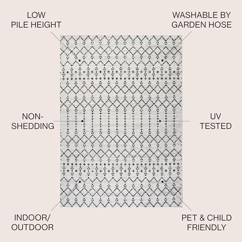 JONATHAN Y Moroccan Geometric Indoor Outdoor Square Area Rug 3X3 Cream/Black - Image 2