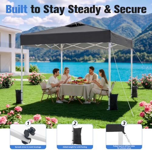 10x10 Pop Up Canopy Tent with Dual Vented Roof, One Push Setup - Image 6