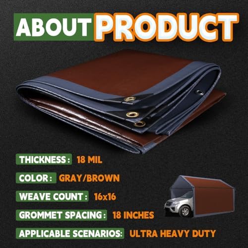 RAINDEWAY 12x20 Feet 18Mil Super Heavy Duty Tarp Waterproof Tarps Cover - Image 7