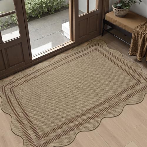 Easy Jute Front Door Mat, 2.6x4 Washable Entryway Rug Non Slip Small Kitchen Rug by LORWER