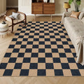 Lahome Checkered Easy Jute 6x9 Area Rugs, Outdoor Patio Rug Washable by Lahome
