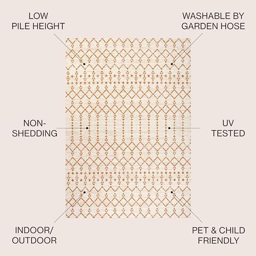 JONATHAN Y Moroccan Geometric Indoor Outdoor Area Rug 8X10 Cream/Orange - Image 3