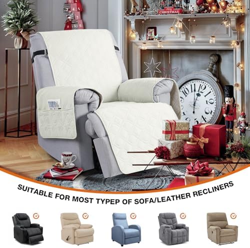 VANSOFY 100% Waterproof Recliner Chair Covers Washable, Off White - Image 4
