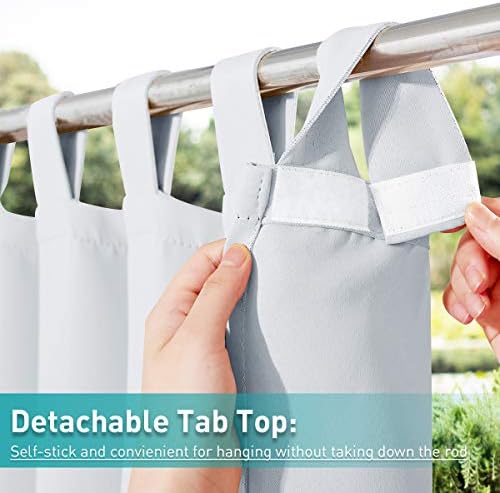 NICETOWN Outdoor Curtain for Patio Waterproof 84 inch Long, Detachable Tab Top - Image 2
