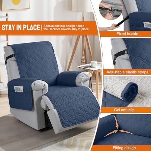 VANSOFY 100% Waterproof Recliner Chair Covers Washable - Image 3