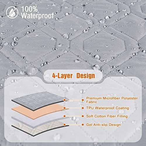 VANSOFY 100% Waterproof Recliner Chair Covers Washable, Light Gray - Image 5