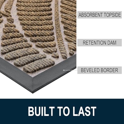 Colorxy Waterproof Front Doormat, Sturdy Natural Rubber Door Mat - Image 3