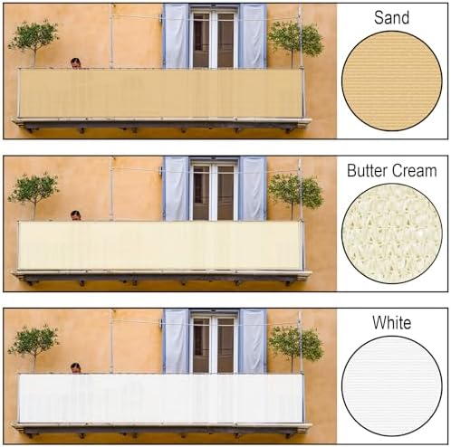 SUNLAX 3'x5' Butter Cream Balcony Privacy Screen Fence 90% UV Block - Image 5