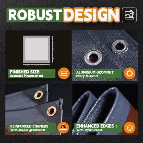 RAINDEWAY 8x10 Feet 18Mil Super Heavy Duty Tarp Waterproof Tarps Cover - Image 5