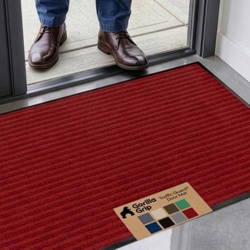 GORILLA GRIP Traffic Guard Indoor Outdoor Heavy Duty Door Mat, 47x35 Red by Unknown