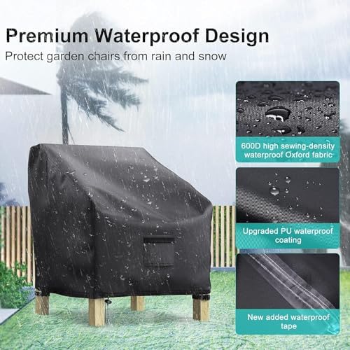 2 Pack Outdoor Patio Chair Covers Waterproof 40"Wx40"Dx36"H - Image 4