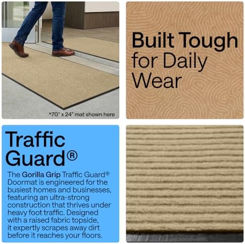 GORILLA GRIP Traffic Guard Indoor Outdoor Heavy Duty Door Mat, 47x35 Beige - Image 3