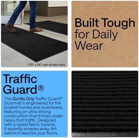 GORILLA GRIP Traffic Guard Indoor Outdoor Heavy Duty Door Mat, 29x17 Black - Image 3