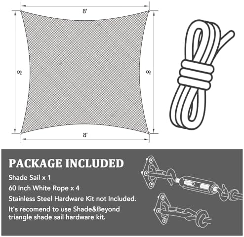 Shade&Beyond 6'X9' Sun Shade Sail Light Grey Rectangle - Image 6