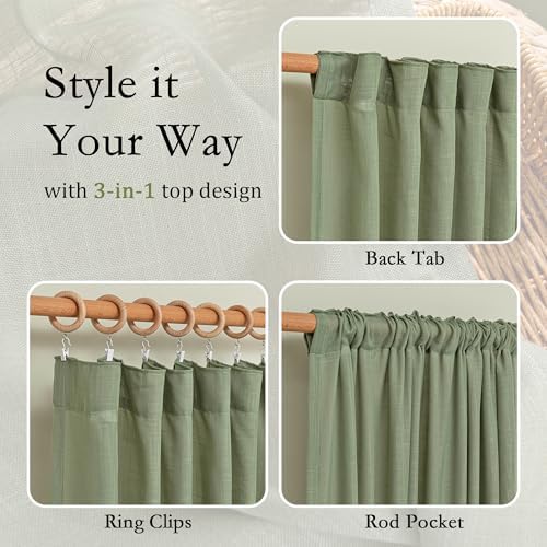 MYSKY HOME Sage Green Curtains for Beroom Liivng Room 84 Inch Length 2 Panels - Image 4