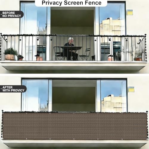 COOLBOYS 3'x16' Brown Balcony Privacy Screen Fence Cover - Image 4