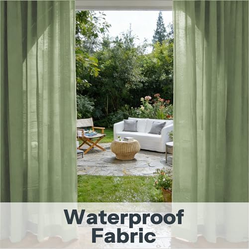 Outdoor Sheer Curtains for Patio Waterproof, 2 Panels Rod Pocket Indoor/Outdoor - Image 6